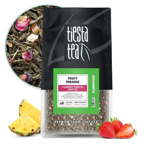 Vista 11 de Tiesta Tea - Fruity Paradise - Té verde de fresa y piña, mezcla de hojas sueltas de primera calidad, sabor a fruta tropical, cafeína media, caliente