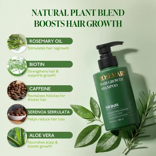 Vista 5 de Champú de biotina de romero para adelgazar el cabello, crecimiento