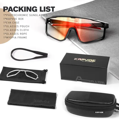 Vista 6 de KAPVOE Gafas de ciclismo fotocromáticas para hombres y mujeres, gafas de sol para bicicleta de montaña MTB, deportes, transición, triatlón, carrera