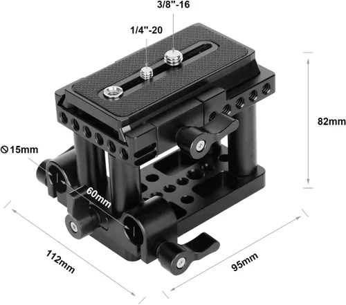 Vista 2 de Placa QR base de montaje de liberación rápida con placa de queso de rosca de 1/4" y 3/8" para cámara DSLR accesorio estándar Manfrotto