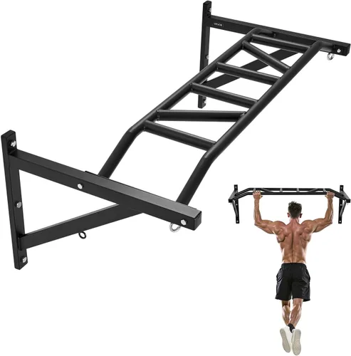 Vista 10 de VEVOR Pull Up Bar, Multi-Grip Wall Mounted Pull Ups, 50 in Width Multifunctional Chin Up Training Station, Heavy Duty Steel Upper Body Workout Bars