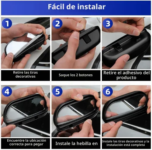 Vista 8 de Espejo de punto ciego, paquete de 2 unidades, espejo lateral para automóvil, punto ciego, ajustable, auxiliar, gran angular, espejo retrovisor