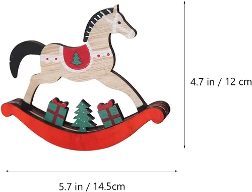 Vista 2 de 12 piezas de adornos de Navidad, mini caballero, decoración de casa para el hogar, adornos de madera de Navidad, decoración de caballo mecedor