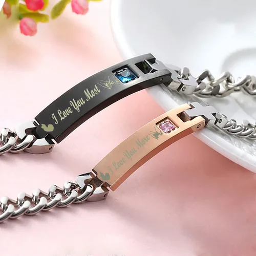 Vista 41 de Regalo para enamorado, para él y ella, pulseras grabadas personalizadas para parejas, para mujeres y hombres, juego a juego, regalo de aniversario