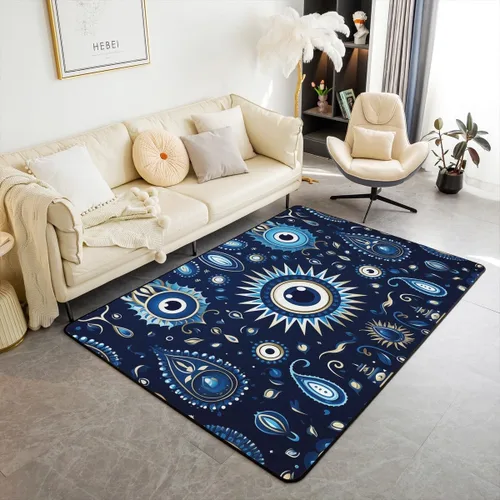 Vista 16 de Erosebridal Alfombra bohemia con estampado de ojos de 3 x 5 pulgadas, alfombra exótica de mariposa azul, estilo bohemio, alfombra decorativa moderna