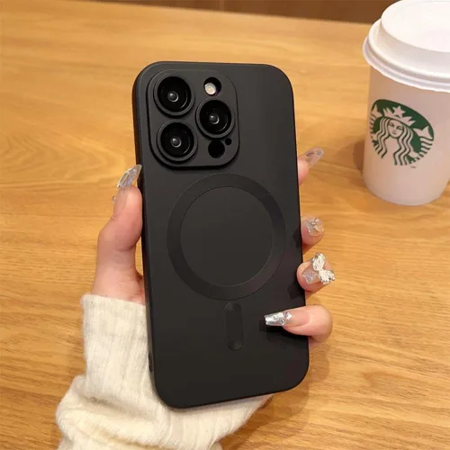 Vista 4 de Funda magnética para iPhone 11, funda de goma de silicona con protector completo de lente de cámara, duradera, delgada, a prueba de golpes, linda