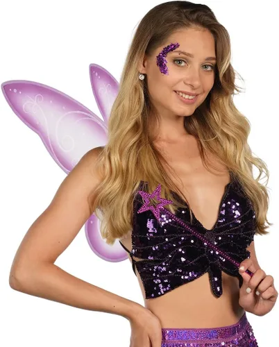 Vista 3 de Funcredible Fairy Costume Accessories - Fairy Wings, Fairy Wand, Glitter - Tooth Fairy Outfit for Women - Fairy Party Pack
