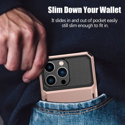 Vista 198 de Nvollnoe - Funda para iPhone 14 con tarjetero [tienda de 5 tarjetas] Negro - Almacenamiento más grande