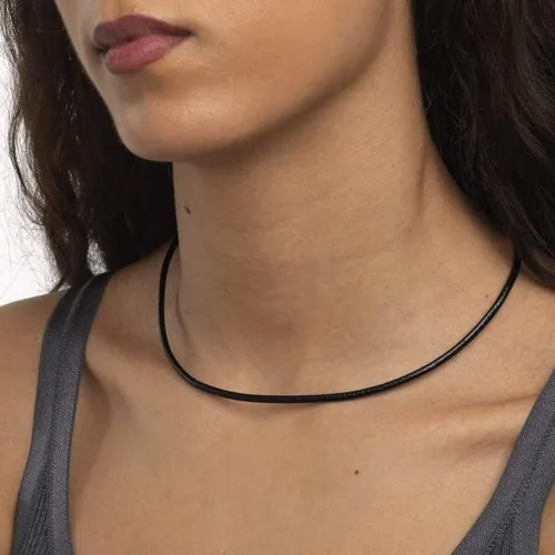 Vista 4 de Waitsoul Collar de cuero para hombres y mujeres con cierre de langosta de plata de ley 925 maciza, 0.118 in, color negromarrón, 16182022242630