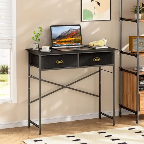 Vista 6 de DAOUTIME - Escritorio negro para escribir para dormitorio de niños, escritorio pequeño de 31.5 pulgadas para computadora para espacios pequeños