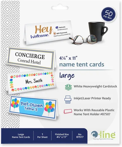 Vista 2 de C-Line grande Nombre Tarjetas de casa de campaña, Blanco L