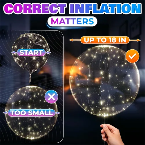 Vista 4 de Globos con luz LED, 10 unidades, globos transparentes de 18 pulgadas
