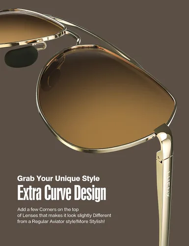 Vista 4 de Lentes para aviador Luenx polarizados para hombres y mujeres con armazón de metal grande protección UV 400