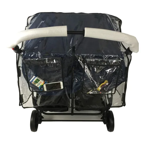 Vista 4 de Funda de lluvia para cochecito, cubierta de lluvia universal para cochecito de bebé, funda doble para lluvia y viento, accesorios de actividades al