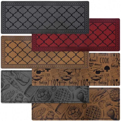Vista 7 de Carvapet Tapete antideslizante marroquí con textura de panal de abeja, tapete de cocina, para interiores y exteriores, fácil de limpiar, tapetes