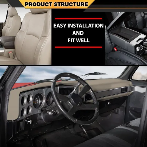 Vista 2 de CNNELL Cubierta de salpicadero compatible con Chevy tamaño completo GMC 1981-1987/compatible con Chevy SUV GMC 1981-1991 cubierta de tablero beige
