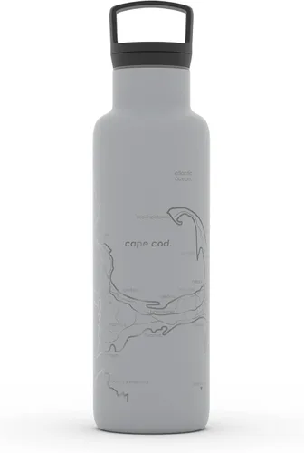 Vista 188 de Well Told Botella de agua aislada con mapa de Washington DC grabado, botella de acero inoxidable grabada (21 onzas, blanco) botella aislada de mapa