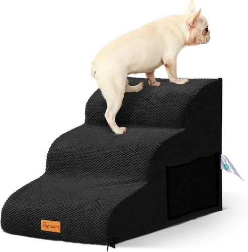 Vista 25 de 2-Step Dog Stairs for Small Dogs, Non-Slip Foam Pet Steps for Low Couch Bed Negro