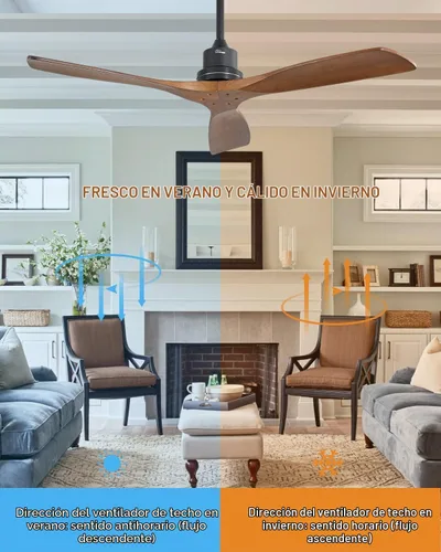 Vista 8 de Sofucor - Ventilador de techo moderno sin luces y con control remoto, de 52 pulgadas, con 3 aspas y motor CC reversible y silencioso