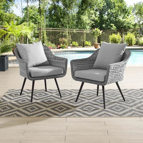Vista 3 de Modway EEI-3176-GRY-GRY-SET - Sillón Endeavor de mimbre para patio al aire libre, 2 sillones, gris