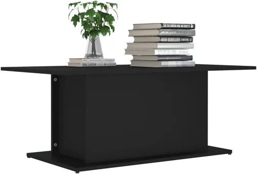 Vista 3 de Mesa de centro industrial, mesa de centro elevada de madera maciza adecuada para sala de estar, oficina, balcón, estudio negro 40.2 x 21.9 x 15.7