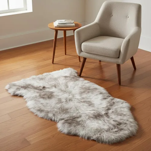 Vista 26 de Alfombra de Piel de Oveja Genuina Azul Playa de 2x3 pies, Alfombra de Acento de Piel Real Suave de Una Sola Piel para Silla, Funda de Asiento