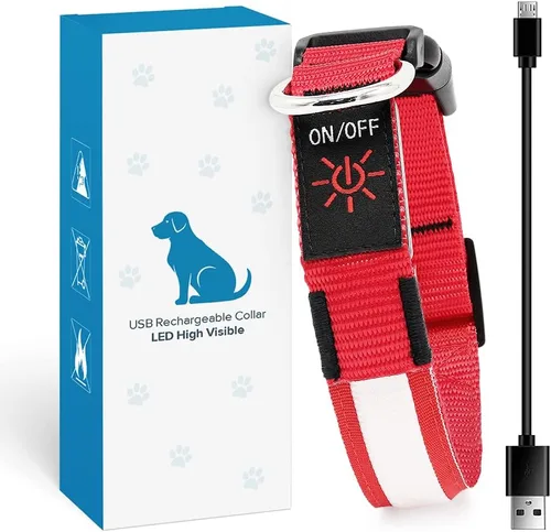 Vista 13 de BSEEN Collar para perro con luz LED, recargable, collares reflectantes resistentes al agua para cachorros, con luces navideñas que brillan