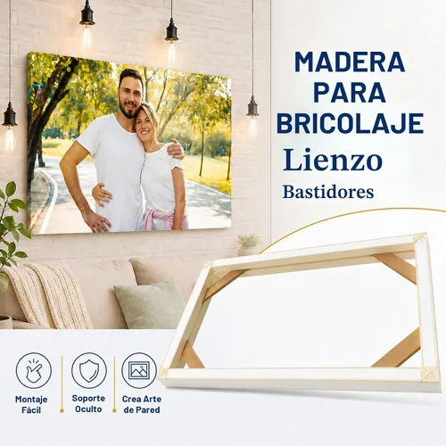 Vista 2 de Barras de Ensanchamiento de Madera DIY para Lienzo Kit de Marco de Lienzo de Madera Sólida Fácil de Montar para Envoltura de Galería Pintura al Óleo