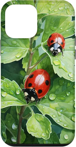 Vista 16 de Ladybugs on Green Leaves Watercolor Case for iPhone 17
