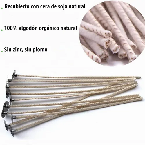 Vista 4 de 100 unidades de mechas ECO de 2 mechas para velas de soja, mecha de vela preencerada de 6 pulgadas para elaboración de velas, mecha de vela gruesa