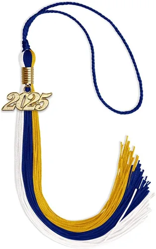 Vista 106 de Endea - Borla de graduación de triple color con gota de fecha dorada (negro/dorado/granate, 2020)