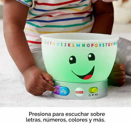 Vista 4 de Fisher-Price Laugh & Learn Magic Color - Cuenco para mezclar, jueguete músical para bebé Juguete de aprendizaje para bebés, comida, luces y música