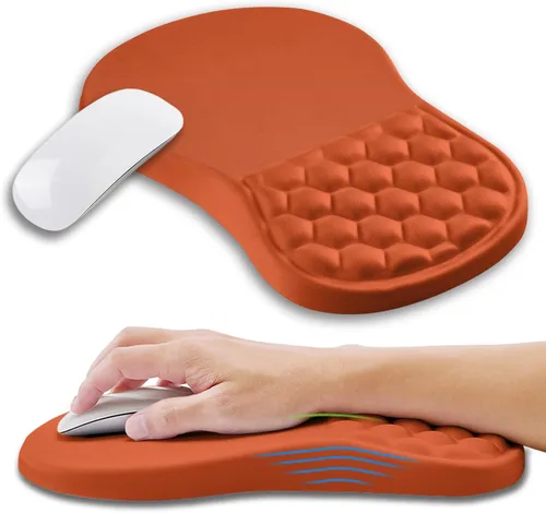 Vista 11 de Alfombrilla ergonómica para ratón con soporte de muñeca con espuma viscoelástica con protuberancia de masaje, alfombrilla para ratón de alivio