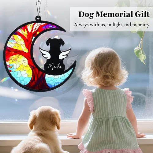 Vista 3 de Regalos conmemorativos para perros, juego de atrapasoles conmemorativo con atrapasoles de acrílico y cristal, regalo de condolencia por pérdida
