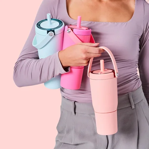 Vista 8 de BrüMate Resa - Vaso de viaje 100% a prueba de fugas de 25 onzas con asa y pajilla, popote SoftSip flexible, funda de silicona para mayor