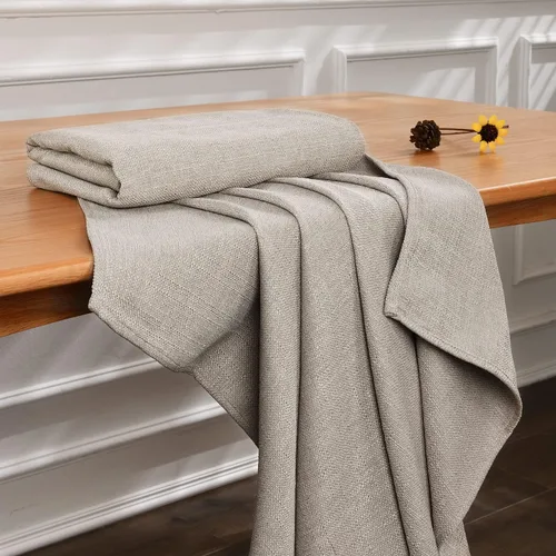 Vista 5 de Mantel rectangular de lino texturizado de 47 x 63 pulgadas, impermeable, a prueba de derrames, lavable, sin arrugas, mantel para mesa de comedor