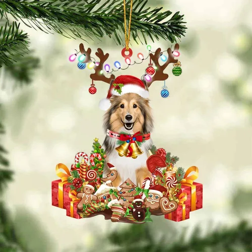 Vista 10 de Nazenti Adorno de Navidad personalizado de reno de Alaskan Malamute – Adorno de perro personalizado para amantes de las mascotas, acrílico plano