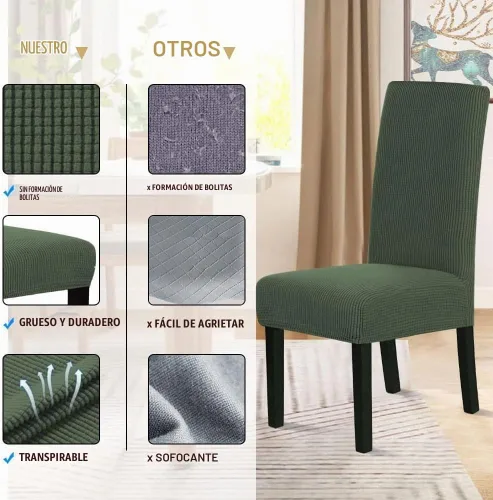 Vista 5 de H.VERSAILTEX - Juego de 2 fundas elásticas para silla de comedor, fundas protectoras para sillas Parsons, para comedor, con diseño de tela Jacquard