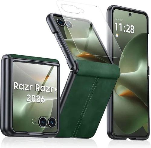 Vista 16 de para Samsung Galaxy Z Flip 7 Funda con protección de bisagras y protector de pantalla incorporado, funda de cuero mate de policarbonato ultradelgada