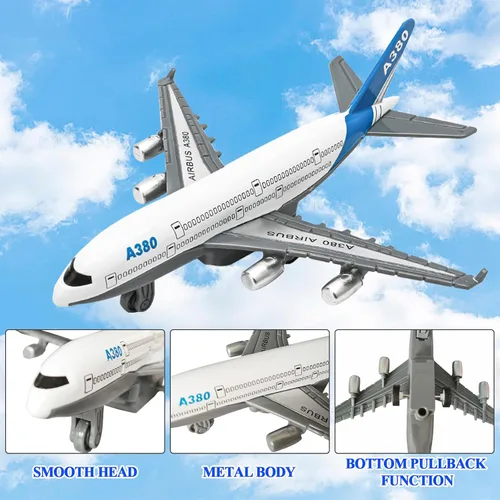 Vista 2 de OTONOPI Avión de juguete de metal fundido a presión, modelo avión, avión de tracción hacia atrás, aerolínea para niños, pasteles, recuerdos
