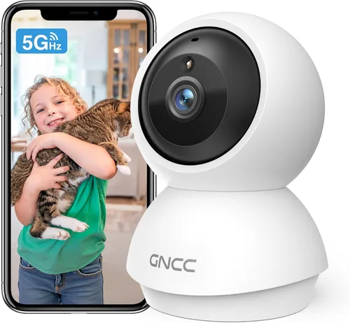 Vista 11 de GNCC Cámaras para seguridad en el hogar 5Ghz WiFi Cámara interior con 360 ° Blanco