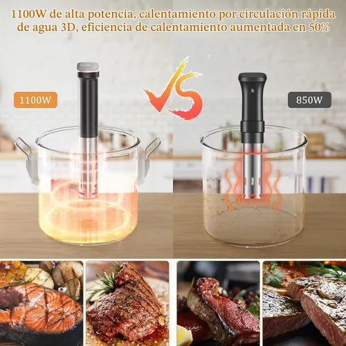 Vista 2 de Cocina Sous Vide, Máquina Sous Vide de 1100 W, Circulador de Inmersión Cocinador de Precisión con Control Táctil, Temperatura Precisa