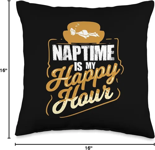 Vista 4 de Funny Napping Apparel Naptime is My Happy Hour - Almohada con cita para una siesta, 16.0 x 16.0 in, multicolor