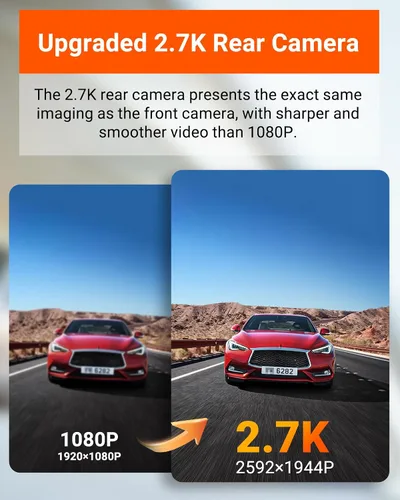Vista 11 de Vantrue Cámara de tablero E2 delantera y trasera, cámara trasera de 2.7 K, STARVIS dual, cámara de tablero de 2.7K + 2.7K para automóviles, control