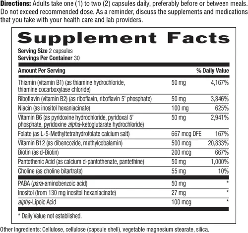 Vista 5 de Country Life Complejo B de coenzima, 60 cápsulas, apoya la energía y el metabolismo, el estado de ánimo y la función cognitiva, veganas, sin gluten
