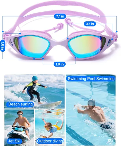 Vista 4 de Swim Goggles Anti-Fog UV Protection Leak-Proof Swimming Goggles for Men Women Teens Adults Pool Swim Glasses
