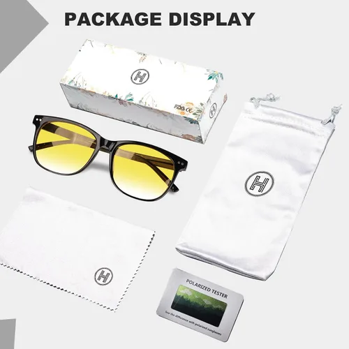 Vista 7 de HAOLOTA Gafas de conducción de visión nocturna polarizadas HD amarillas tintadas antideslumbrantes para hombres y mujeres