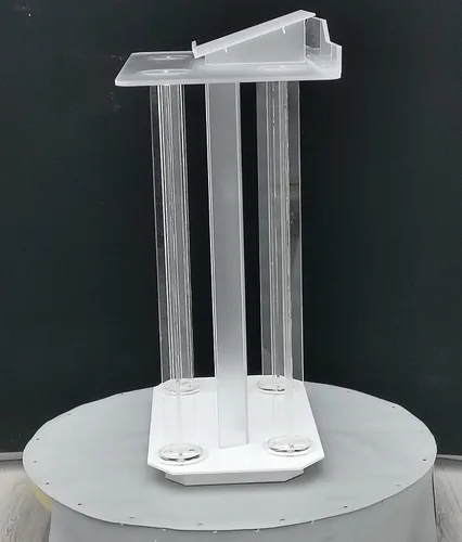 Vista 8 de Soporte transparente para podio de iglesia de 43.3 x 41.3 x 19.7 pulgadas, púlpito de plexiglás acrílico para iglesias, atril de presentación