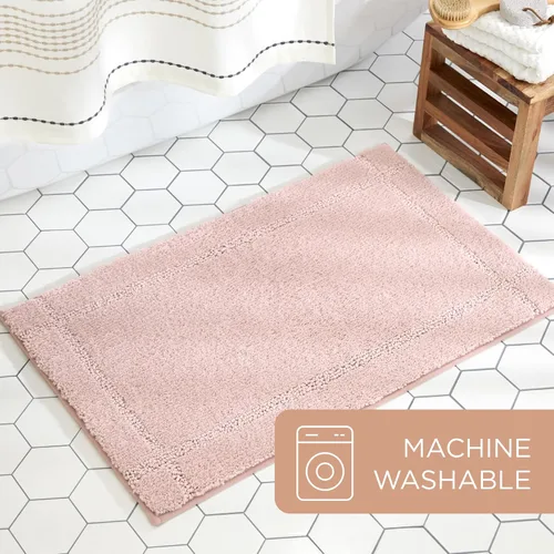 Vista 8 de TOWN & COUNTRY EVERYDAY Tapete de baño ultra afelpado con borde copetudo, suave y absorbente, parte trasera antideslizante, lavable a máquina