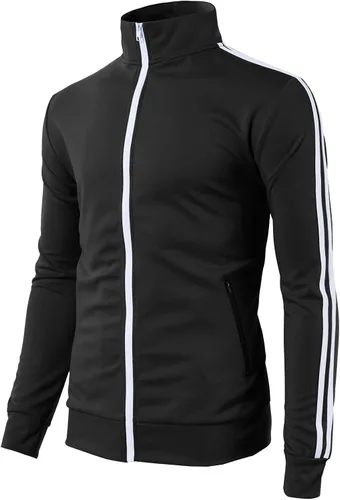 Vista 3 de H2H - Chaqueta deportiva ligera ajustada con cremallera para hombre Cmoja0103-negro